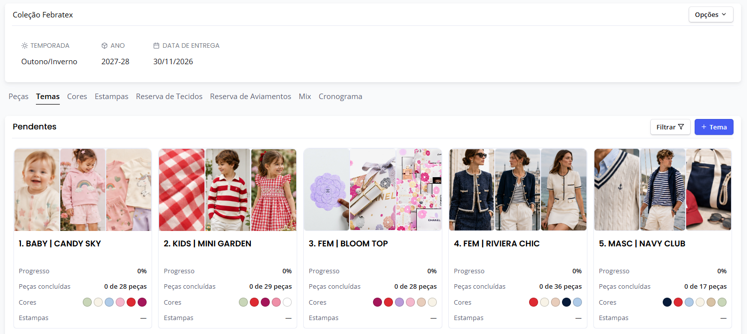 Print do módulo Organização por coordenados no Coleção.Moda